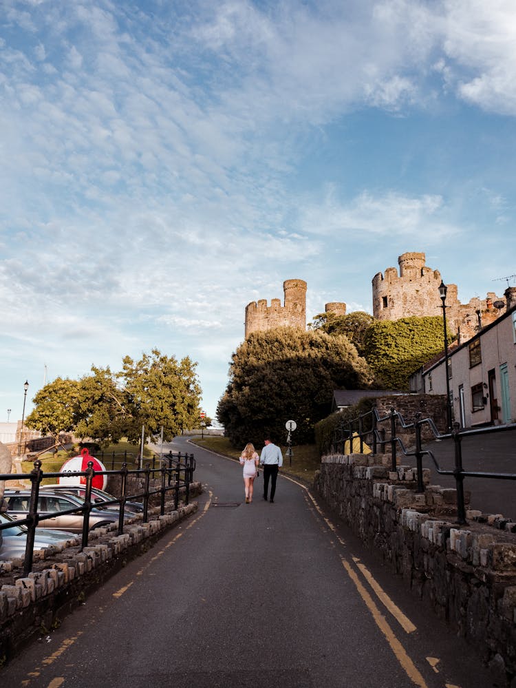 Road To Medieval Castle At Sunny Day