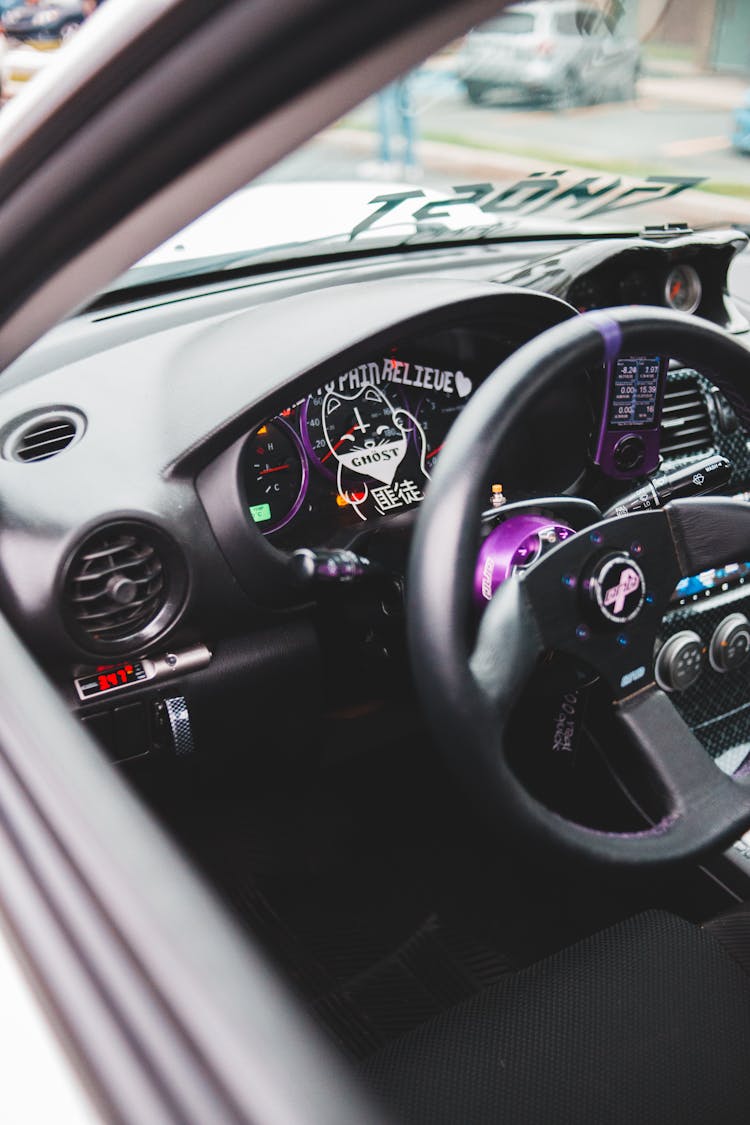 Steering Wheel With Modern Display In Car