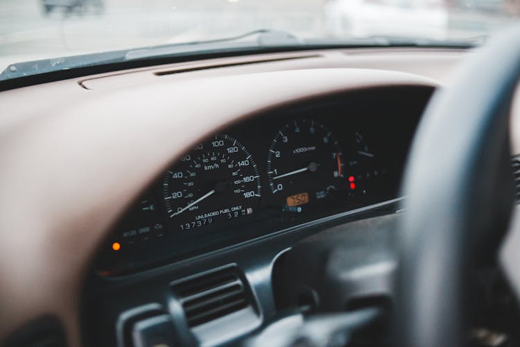 Speedometer And Part Of Steering Wheel