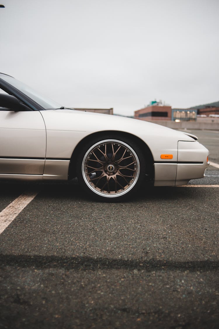 Retro Car Parked On Highway