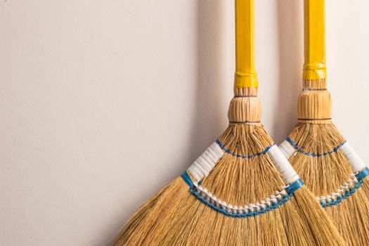 Close-Up Shot of Brooms 