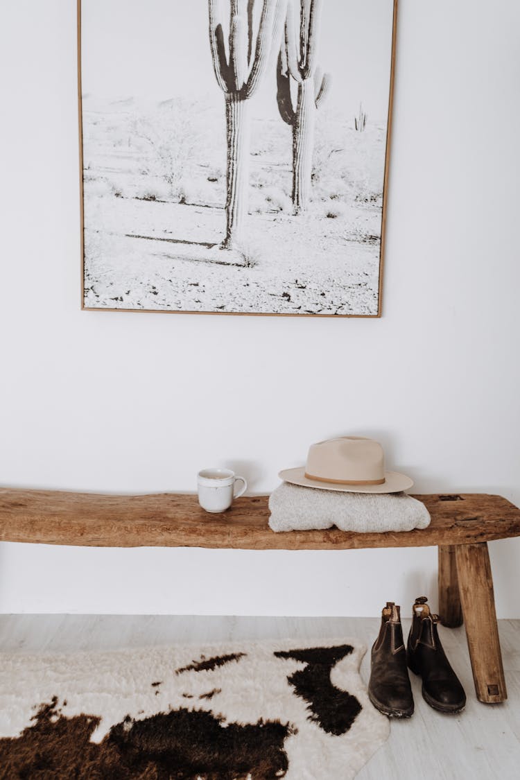 Interior Of Light Room With Wooden Bench