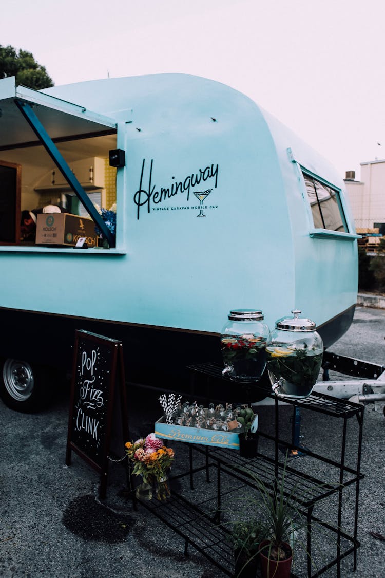 Food Truck Unloading On Street For Retail