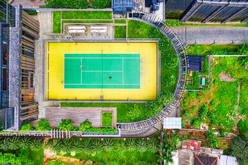 View of Tennis Court on Yellow Baseline