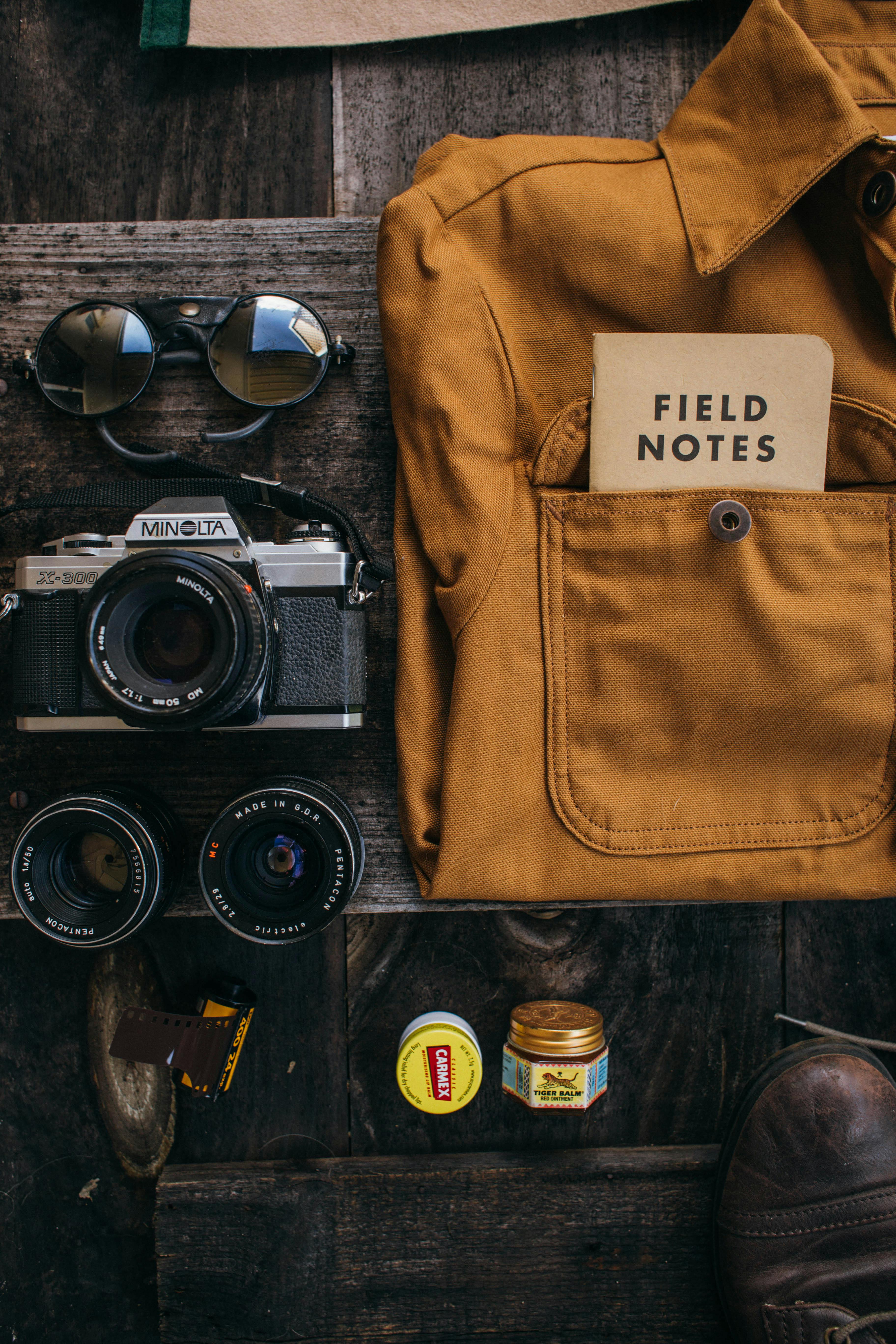 set of photographer supplies with costume