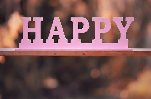 Word Happy in Pink Letters