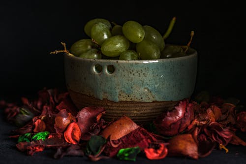 Grapes and Rose Petals 