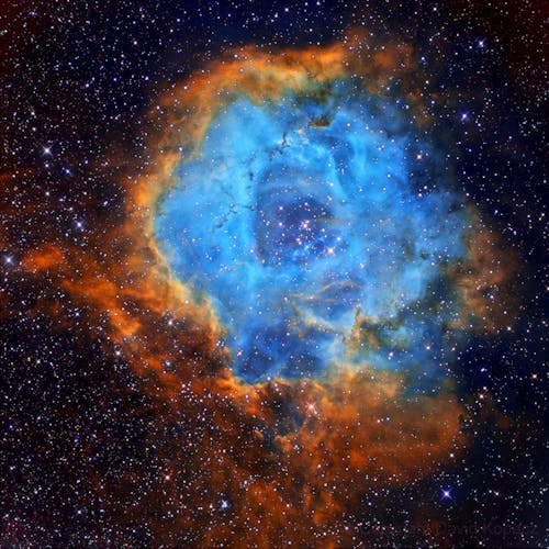 Ilustrasi Galaksi Biru Dan Oranye