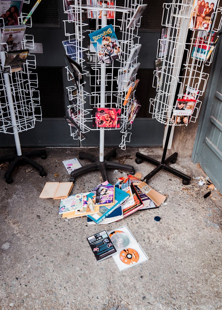 Messy Rack With Postcards On Market