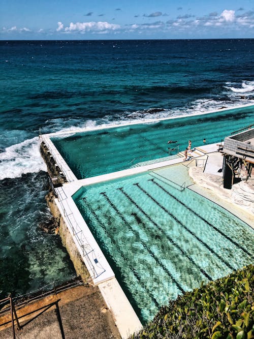 Aerial Photography of Swimming Pool Beside the Sea