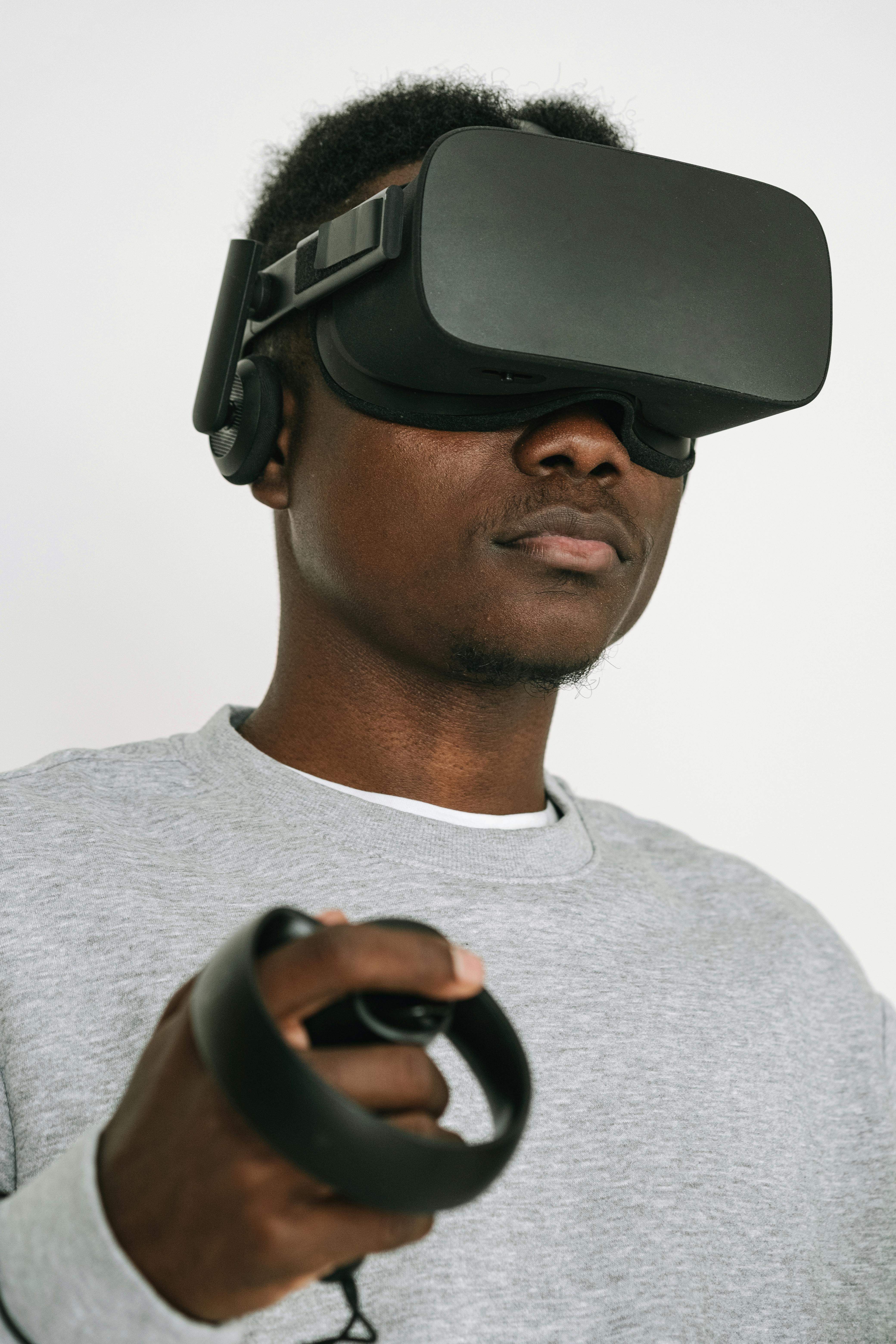 A Serious Man Wearing VR Headset · Free Stock Photo