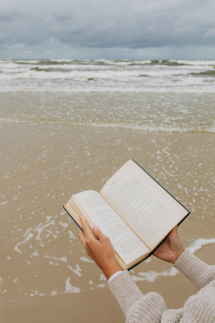 Person Reading Book On Beach