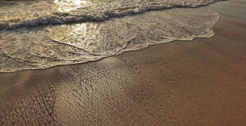 Waves Crashing on Beach Shore