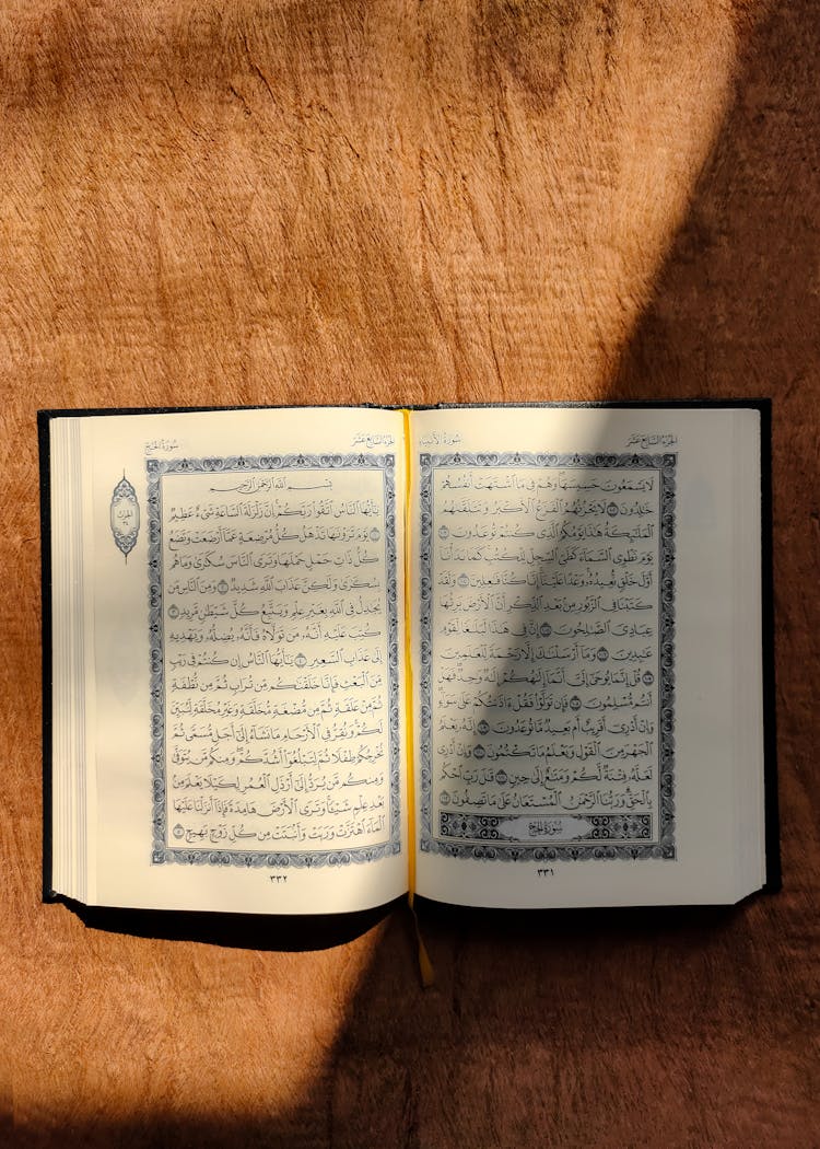 An Open Quran On Brown Surface