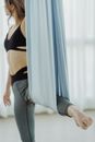 Woman in Black Sports Bra and Gray Pants