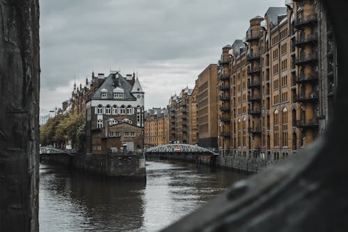 Free View of a Canal in a City Stock Photo