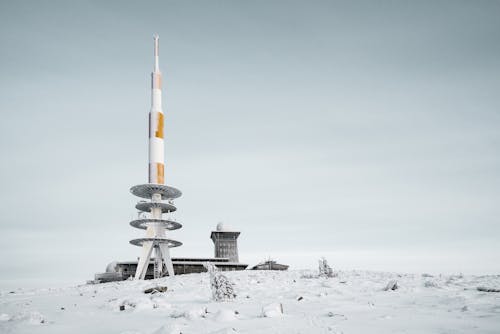 Free Tower and Buildings on Summit of the Brocken, Harz Mountains, Germany  Stock Photo
