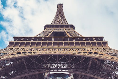 Eiffel Tower Under the White Clouds