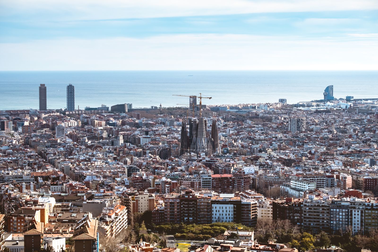 Barcelona coastline from above