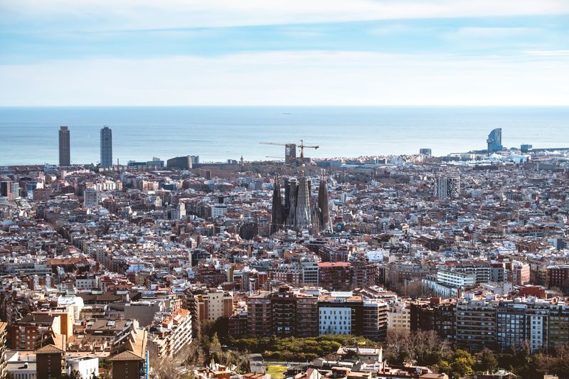 Barcelona coastline from above