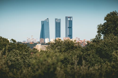 Photo of Three Tall Buildings against a Clear Sky