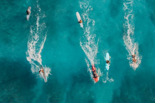 People Surfing  on the Sea