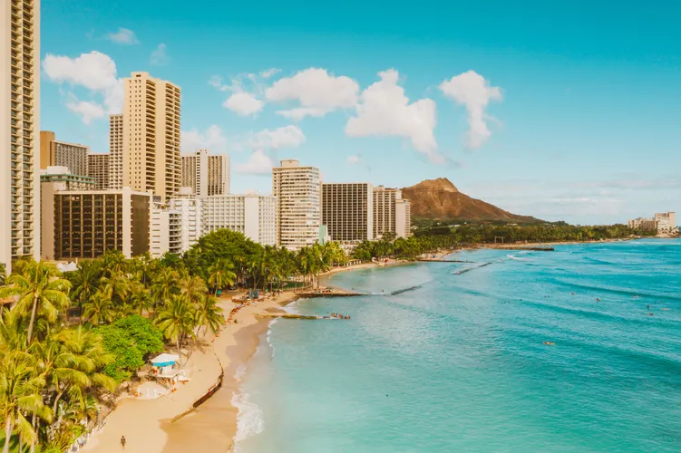 Waikiki Beach with Diamond Head in the background, the heart of things to do in Waikiki