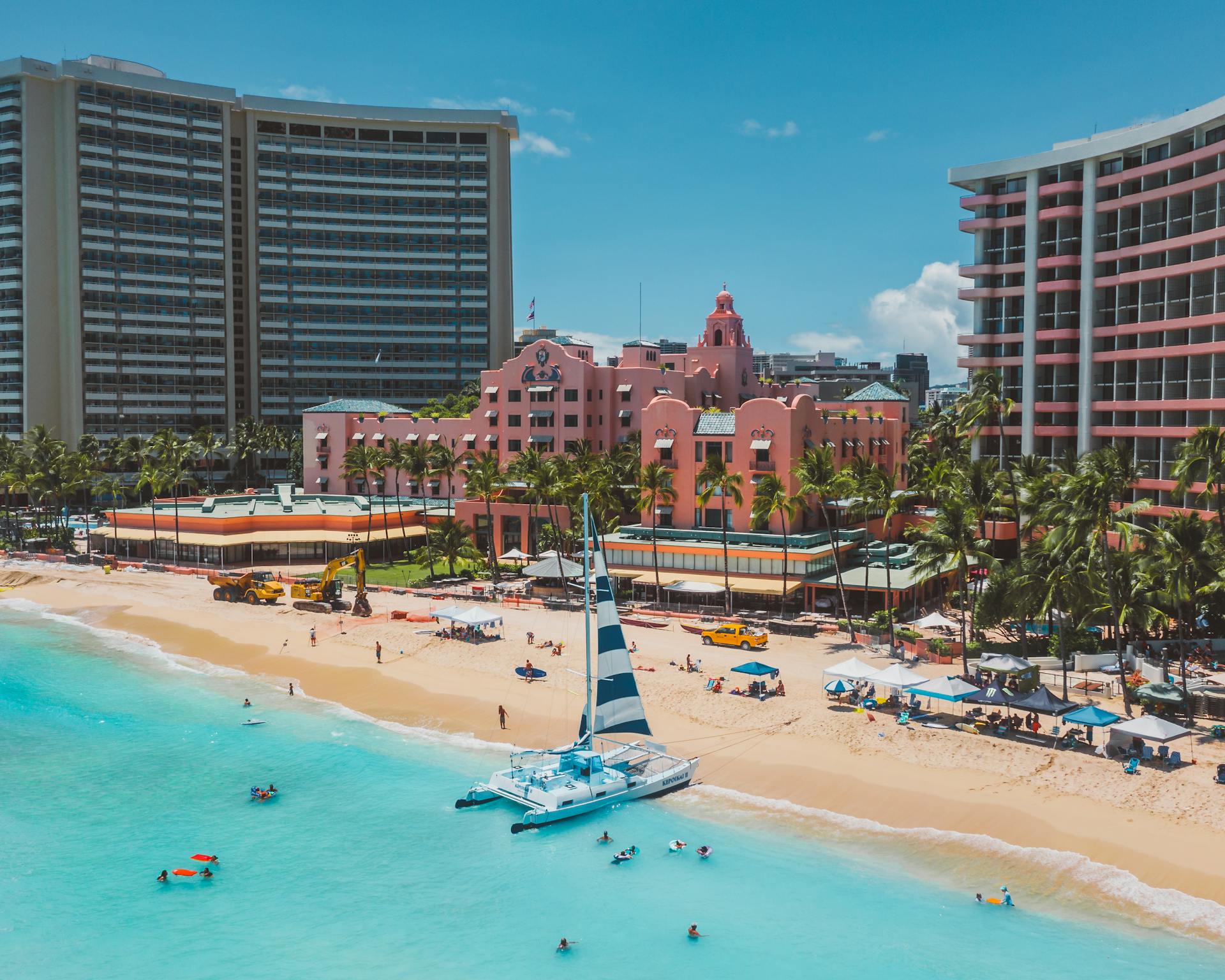 Waterfront Hotels Buildings near Blue Water