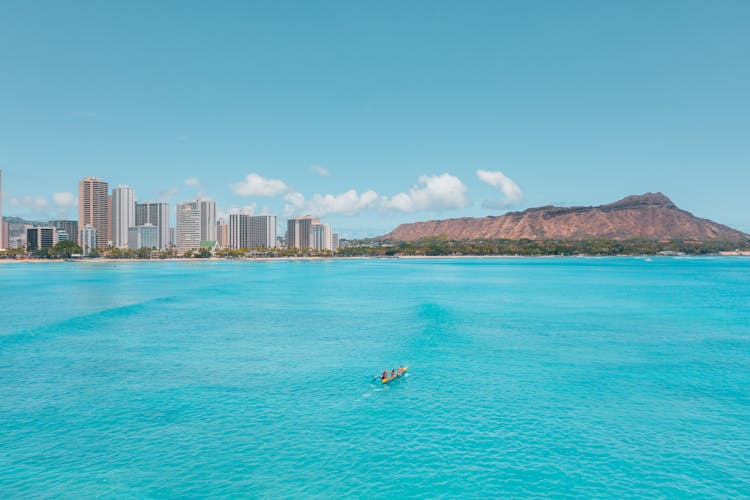 Panoramic View Of City And Mountain At Seaside