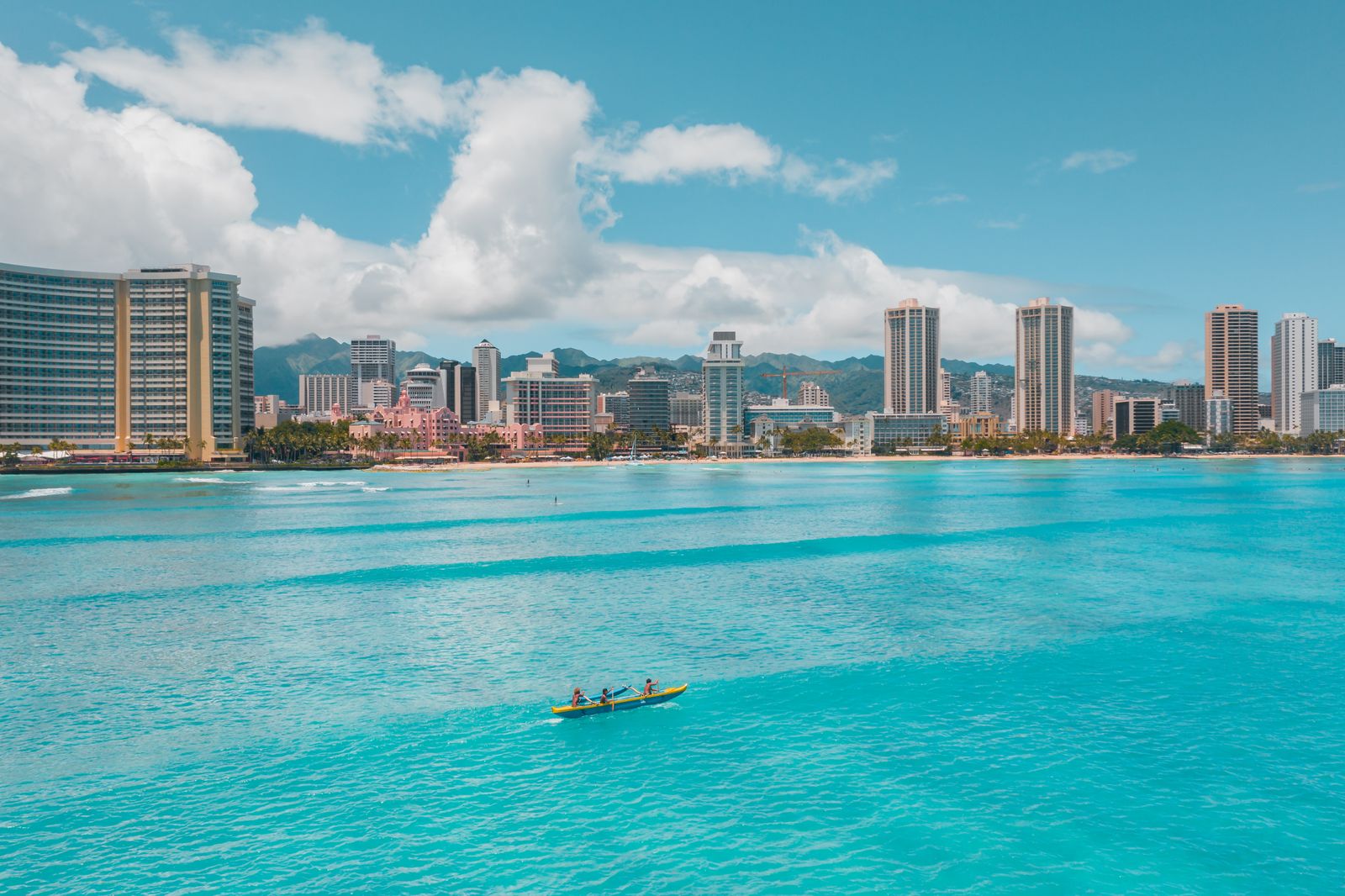 Kayaking in turquoise water