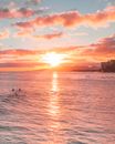 People Enjoying Sunset in Sea