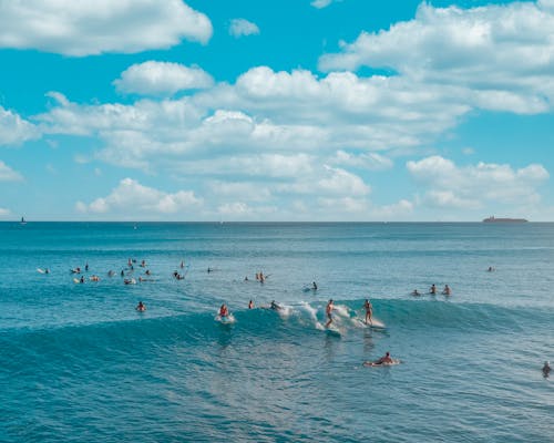 People Windsurfing on Sea 