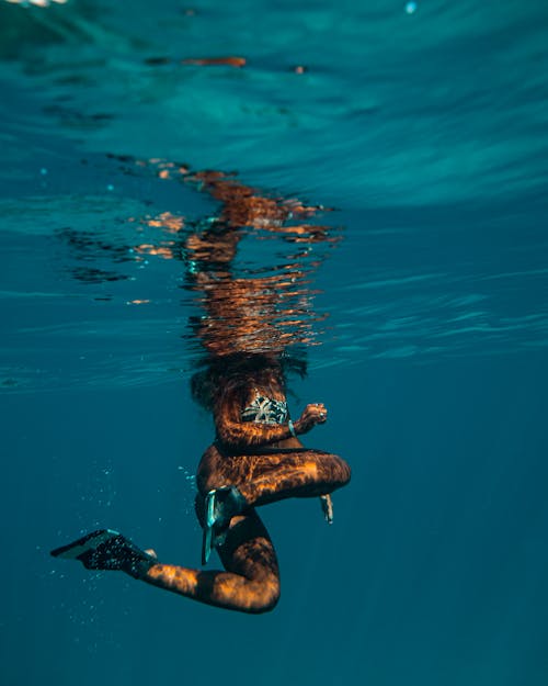 Free Underwater Photo of Swimming Woman Stock Photo