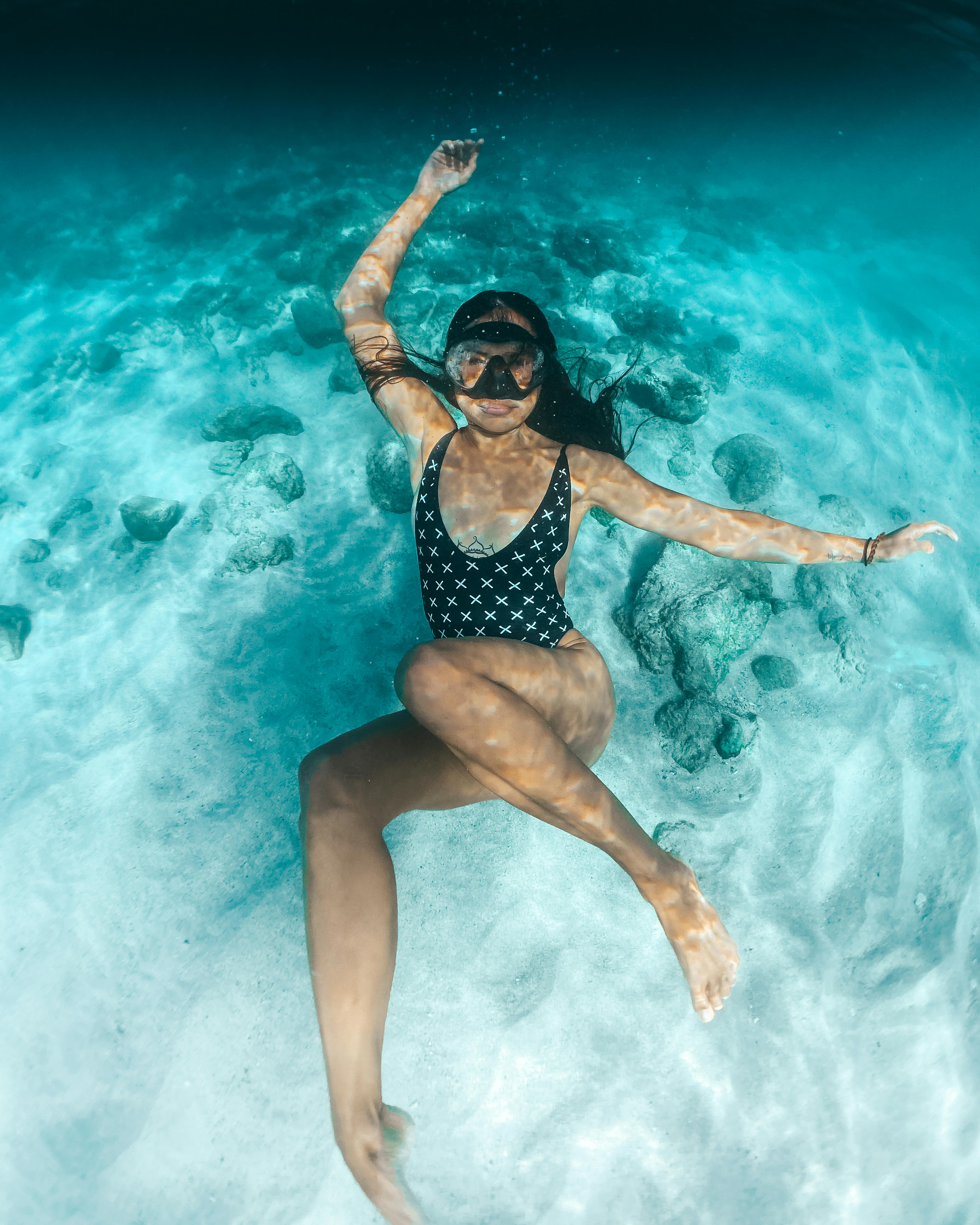 female swimsuit underwater camera