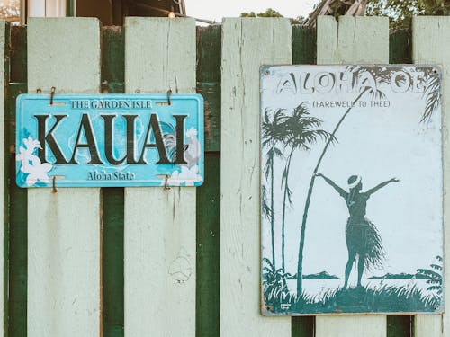 Hawaii Signs on Fence 