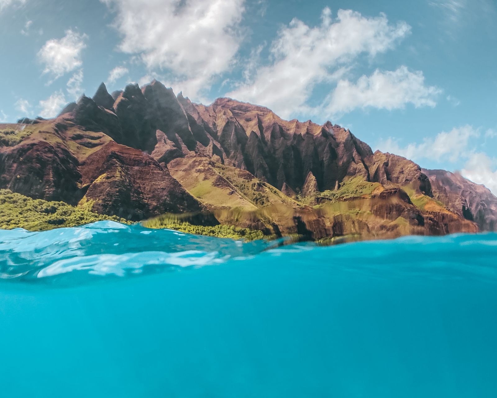 The Nā Pali Coast seen from a boat
