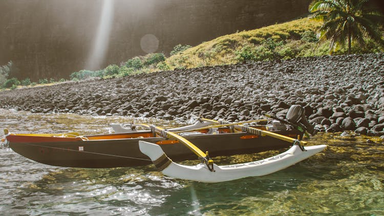 Outrigger Canoe On Shore 