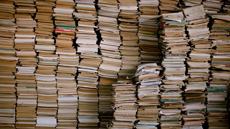 Stacks of incoming used books