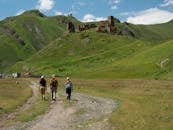 People Walking on Dirt Road Near Green Grass Field