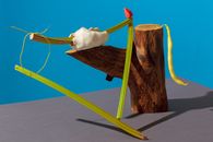 Art against a Blue Background