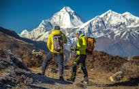 Climbers Stopping on Trail in Mountains 