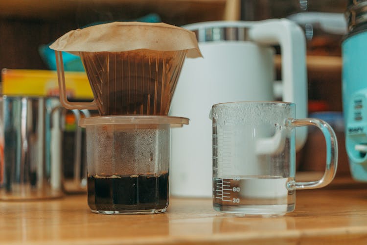 Close Up Of Coffee Brewing Pots