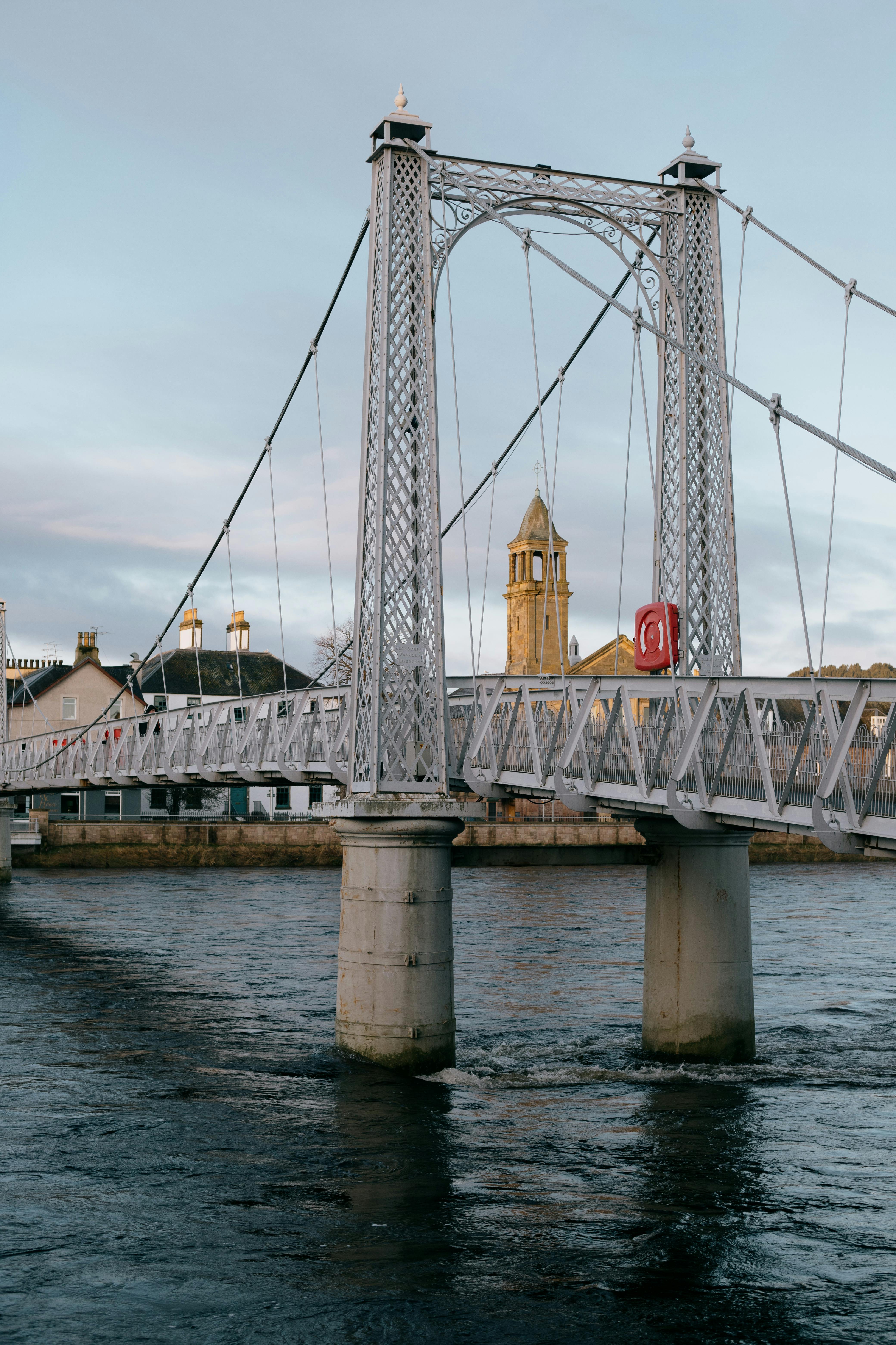 Free Steel Foot Bridge Over a River Stock Photo