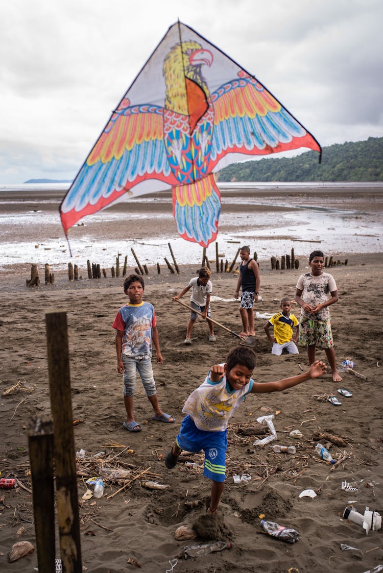 Children Playing On Beach