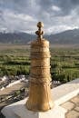 Architectural Detail and Mountain Range in Background