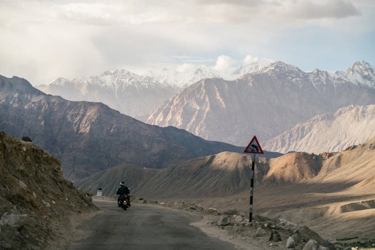 Bikers On Motorcycles In Mountain Area