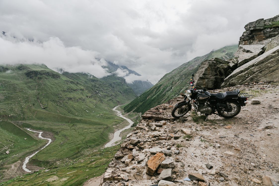 Motorcycle In Nature Motorcycle on Mountain Landscape · Free Stock Photo