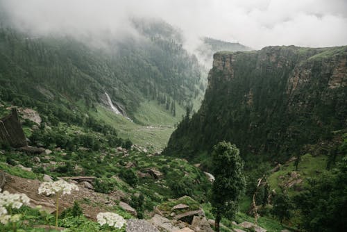 Fog Rolling Down Hill Towards Valley