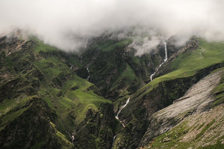 Top View Of Mountains Peaks And Valleys 