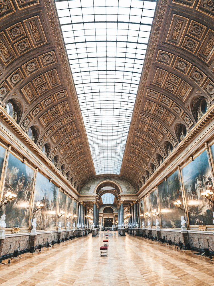 Interior Of Galerie Des Batailles In Versailles, France